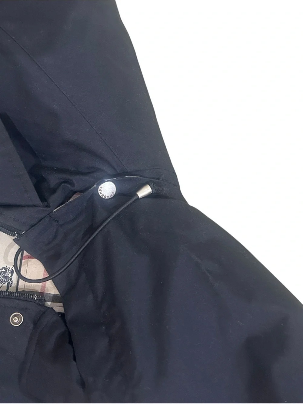 Burberry Black Hooded Trench rain jacket Coat Signature nova Check liner medium - Picture 11 of 15